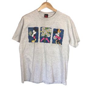 Grey Vintage Mickey and Minnie T-Shirt Size L Mickey Unlimited